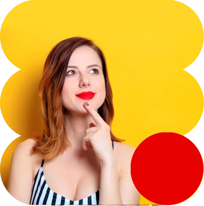 Chica fondo amarillo pensando